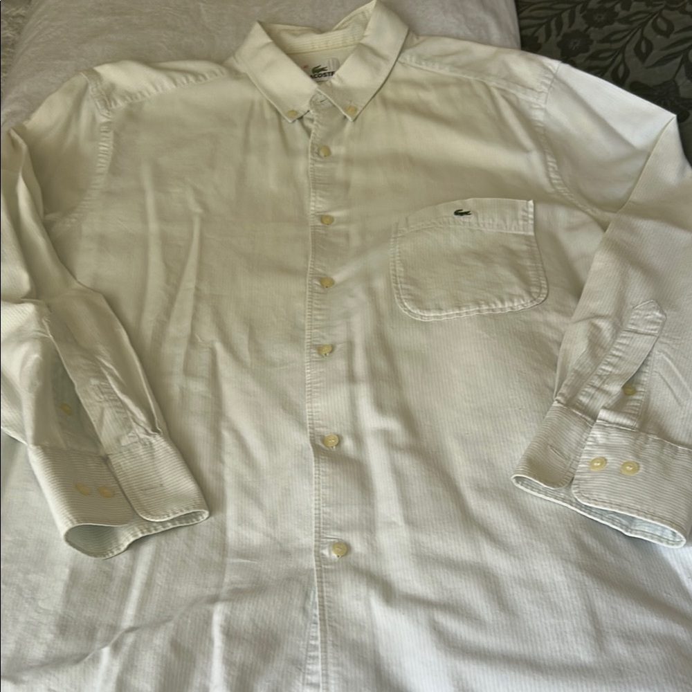 La Coste White Casual Button Down Shirt pit to pit 22 Sleeve length 25